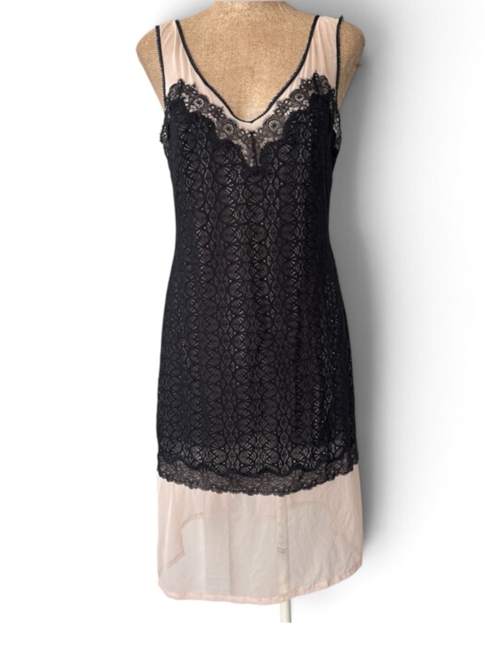 Victoria’s Secret Black Lace Blush Mesh Slip Dress Low Back Lingerie Medium